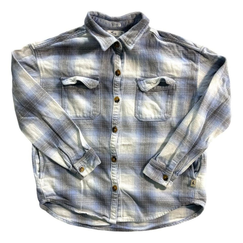 Hollister Long Sleeve Boyfriend Fit Flannel Plaid‎ Shirt Medium